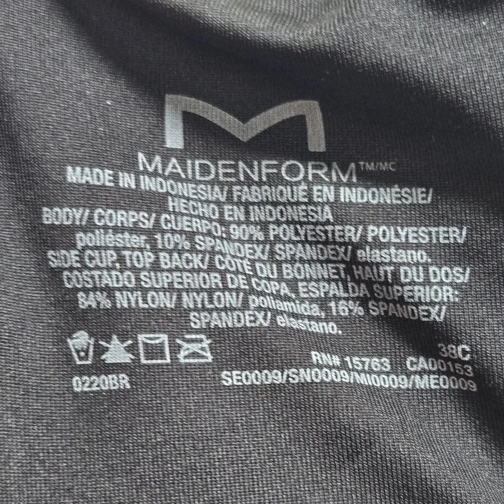 Maidenform Women Bra‎ 38C Black T Shirt Underwired Strap Adjustable